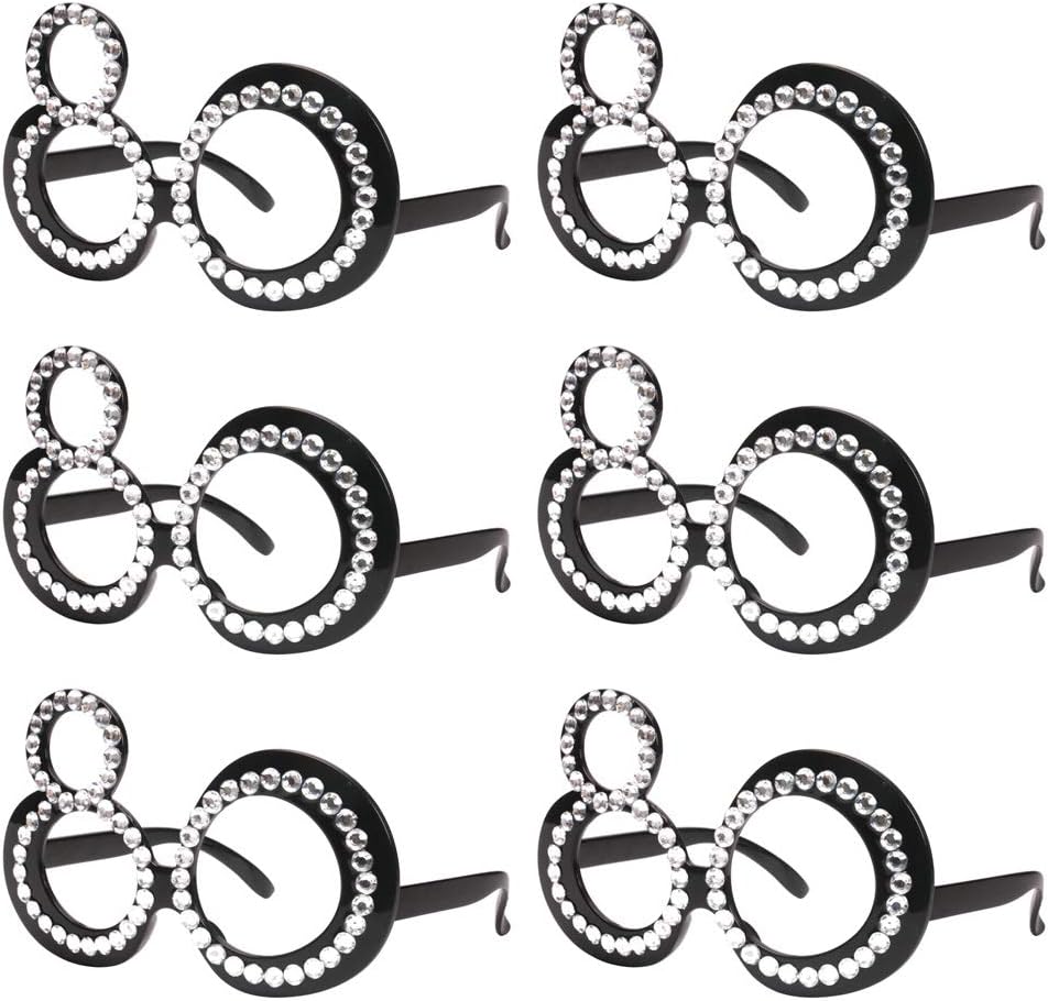 Ocean Line 80th Birthday Glasses - Fun Photo Booth Props for Anniversary | 6-Pack Plastic Frame