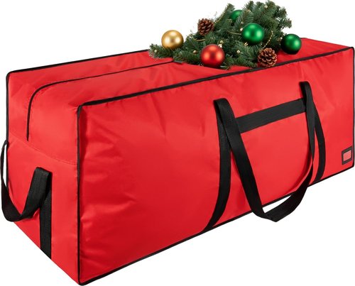 Heavy Duty Christmas Tree Bag - 7.5 FT with Dual Zippers & Reinforced Handles | Large Capacity, Red
