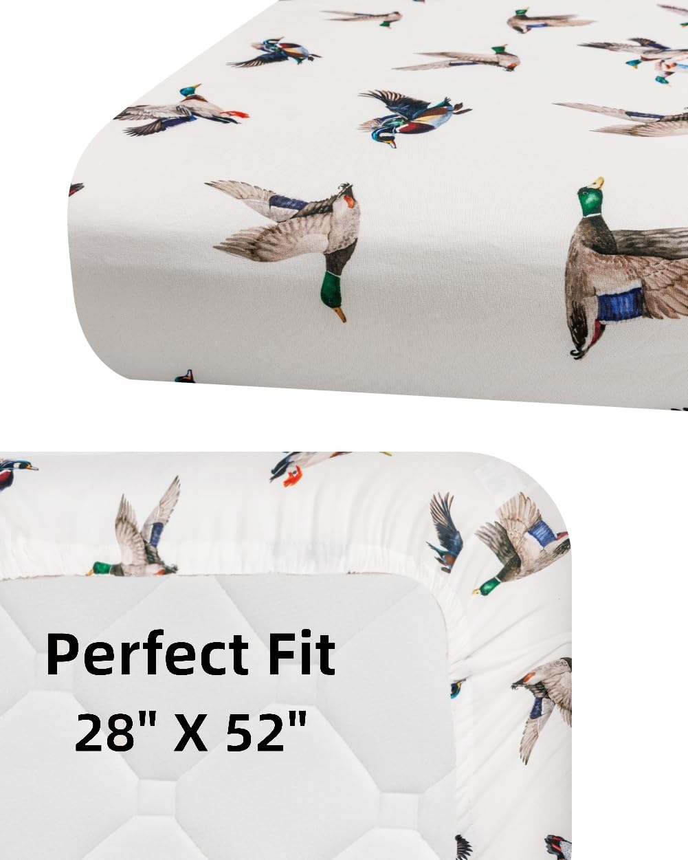 4 Pack Mallard Duck Baby Crib Sheets Neutral Unisex Breathable Fitted Nursery Sheets for Baby Girl or Boys (Crib Sheet)