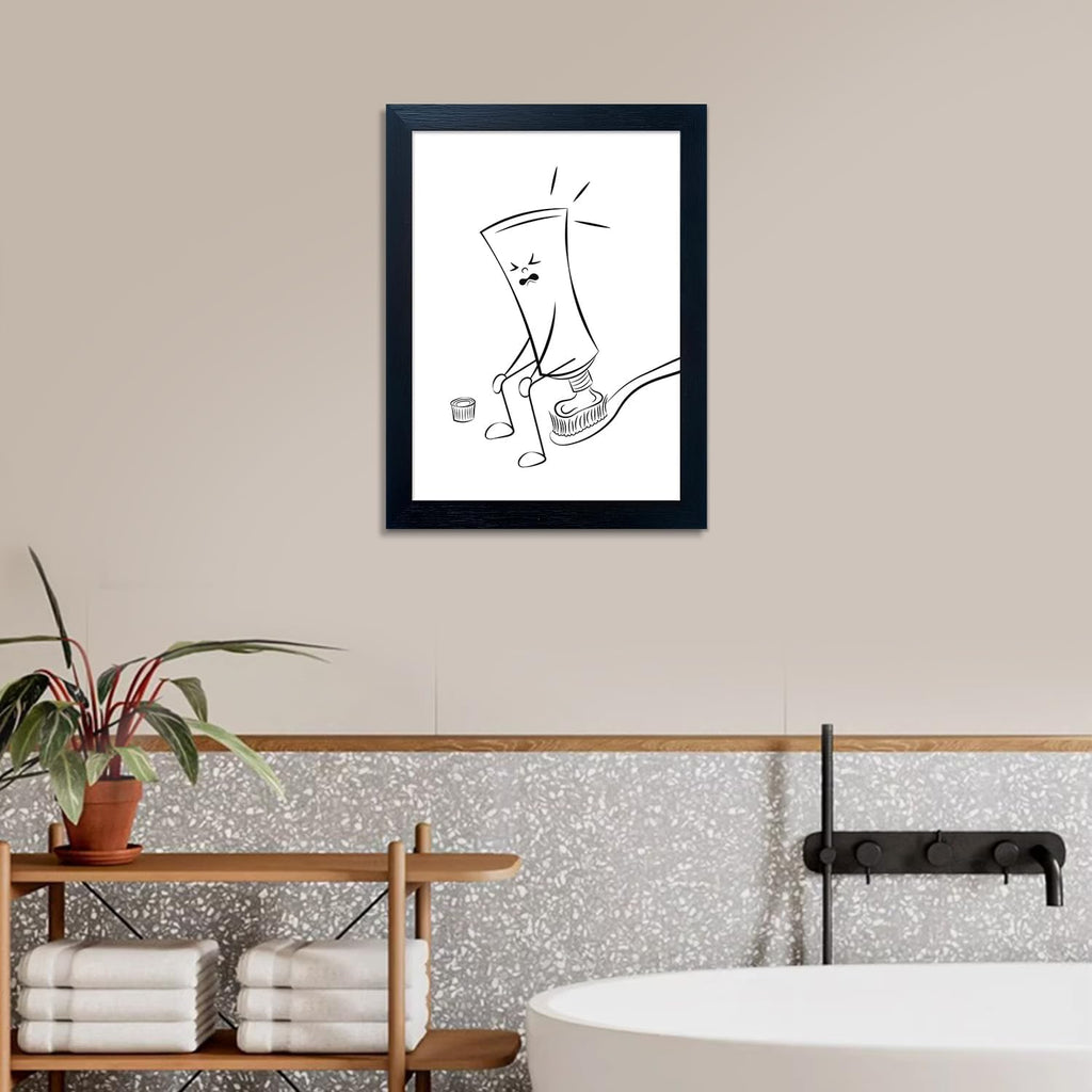 Regine Switzerland Black and White Bathroom Wall Art - Funny Minimalist Toilet Decor | Framed Canvas Print