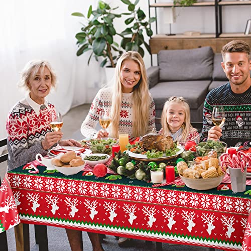3 Pack Christmas Ugly Sweater Tablecloths - Plastic Disposable Holiday Decor