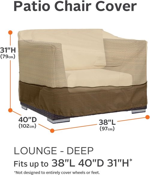 Classic Accessories Veranda Patio Lounge Chair Cover - Water-Resistant, 38 Inch, 2-Pack