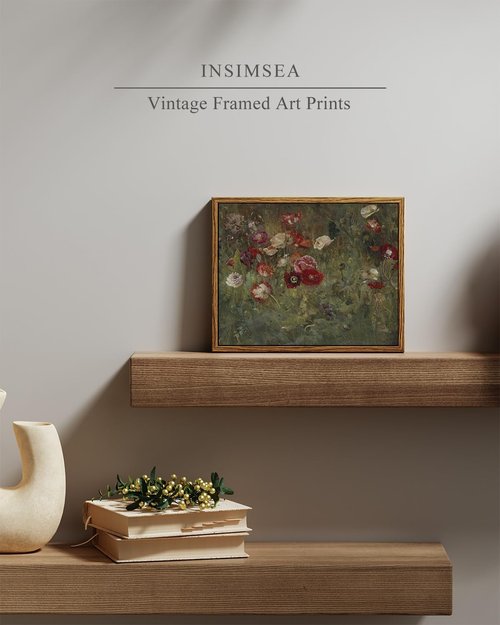 InSimSea Framed Wall Art - Floral Scenic Oil Painting Canvas Print for Rustic Bedroom & Office | 8x10in