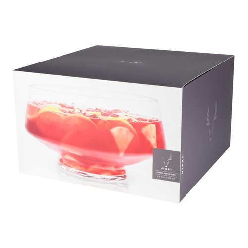 Viski Footed Glass Punch Bowl, Heavy Base Large Punch Bowl with Angled Design, Party Serveware for Cocktails & Functional Centerpiece, Clear, 2.5gal