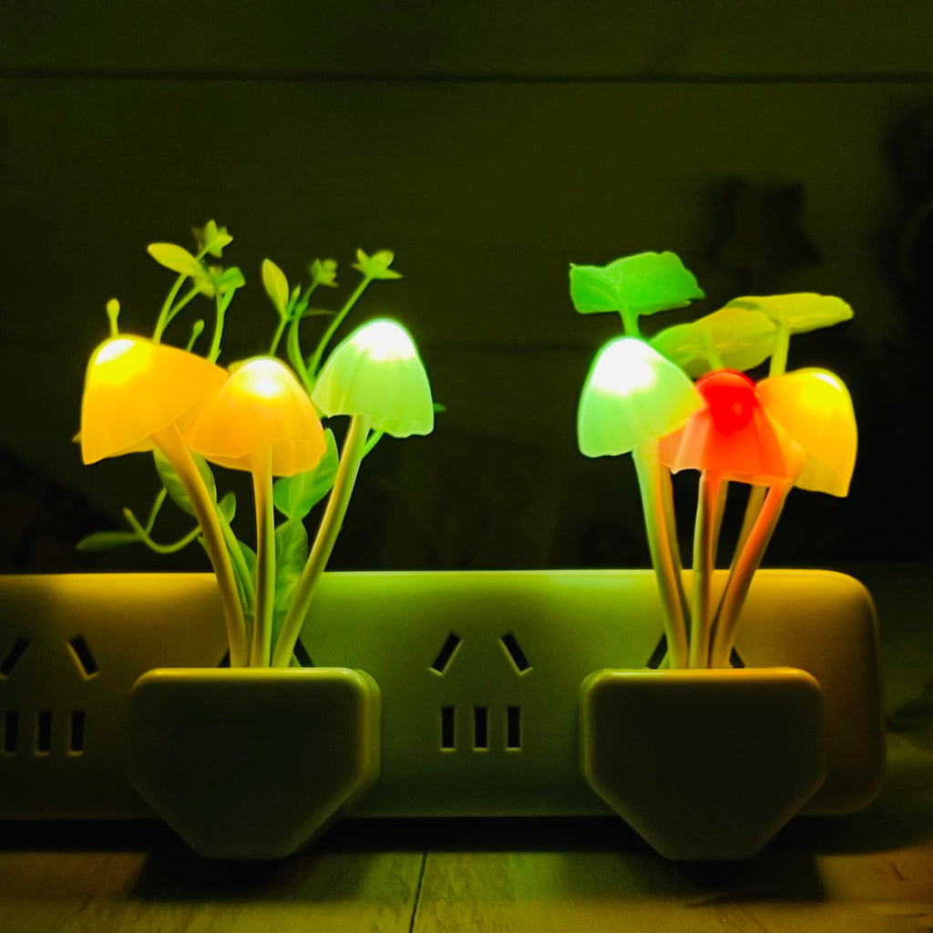 ZEZHOU Smart Sensor Led Night Lights - 2Pack 7 Color Changing Mushroom Nightlight Dusk to Dawn Sensor Auto On/Off, 0.6W Plug-in Wall Dream Bed Lamp, Gift Ideal for Nursery Baby Kids Children Adults