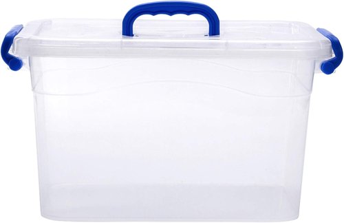 Clear Storage Box 6-Pack | 7 Quart Plastic Latch Bins with Handle - 6.5 Liter Capacity