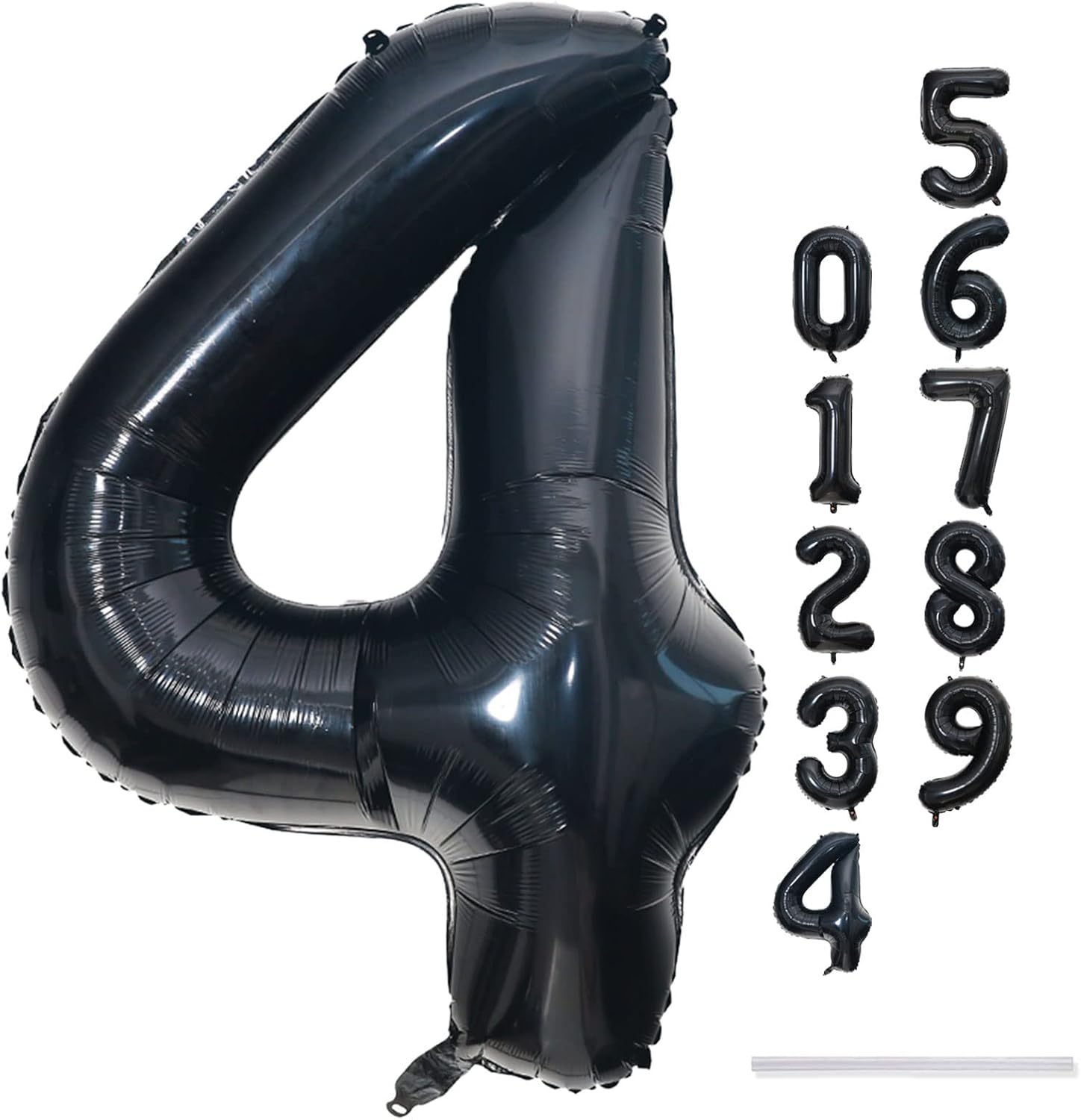 Black Number Balloons - 40-Inch Large Number 4 Foil Mylar Helium Balloons for Birthday & Graduation Celebrations
