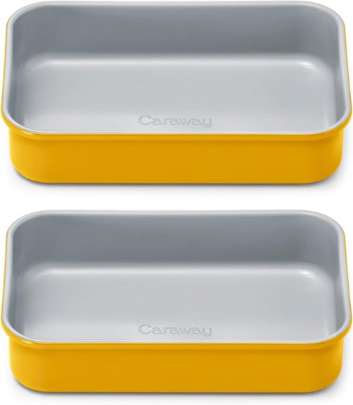 Caraway Nonstick Baking Pan Duo - 9” x 6.5” Deep Ceramic Pan, Non-Toxic & PTFE Free - Marigold Color
