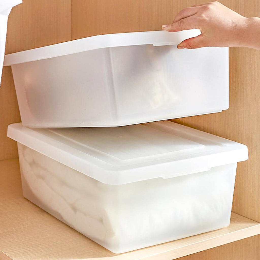 Skiennix 15 Quart Stackable Storage Bins - Organize Shoes & Crafts | 2 Pack with Lids