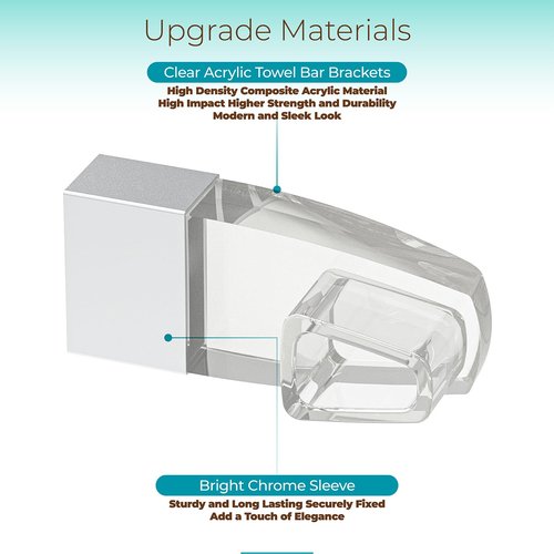 Shuisen Clear Acrylic Shower Door Towel Bar Brackets Fit for Alumax/Basco Framed Sliding Glass Shower Door Towel Rod, Sliding Doors Replacement Parts with Bright Chrome Sleeve, Set of Two Brackets