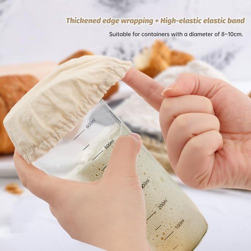 10-Pack Sourdough Starter Jar Cover Cloth with Spatula, Breathable & Reusable Fabric Bread Fermentation Cover for 3-4 Inch Mouth