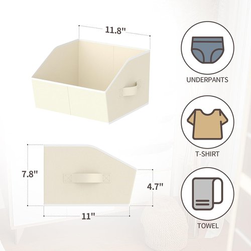 Homsorout Storage Bins - Small Trapezoid Closet Organizer Baskets with Handles, 6-Pack Beige