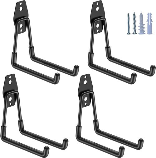 HUPBIPY Heavy Duty Garage Hooks - 4 Pack U-Shaped Wall Mount Tool Organizer for Ladders & Hoses