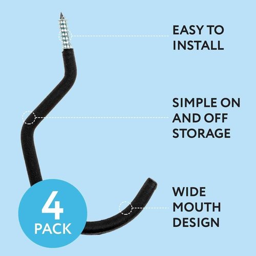 IMPRESA Bike Hooks for Garage Ceiling - Heavy Duty 100 Lbs Capacity, 7 x 4 in - Galvanized Steel & Non-Marring Finish