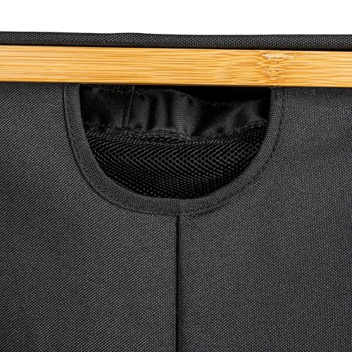Household Essentials Sleek Laundry Hamper with Dual Mesh Liners and Lid, Black