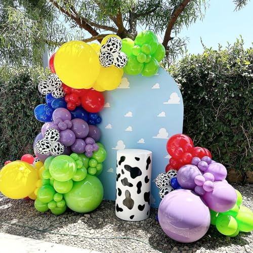 50pcs 12-Inch Multi-Color Balloon Set: Red, Blue, Yellow, Green, Cow & Cloud
