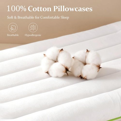 Doteonyou Low Profile Flat Thin Pillow (3.35″) for Stomach & Back Sleepers, Soft Flat Bed Pillow with 7D Fiber Fill & Cotton Cover, Standard Size, Machine Washable