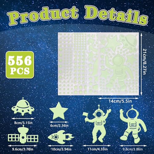Glow in The Dark Stars Set - 556PCS Galaxy Wall Decals for Kids
