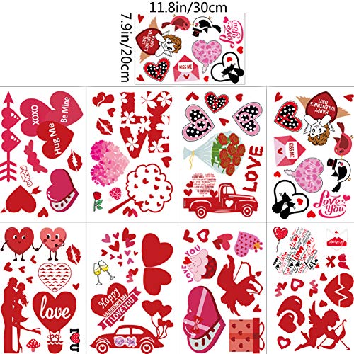 77 PCS Valentine's Day Gnome Heart Window Clings – 8 Sheets