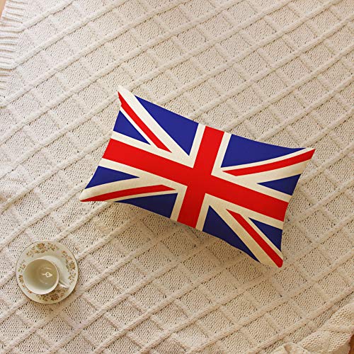 British Flag Lumbar Pillow Cover 12x20 Inch - Cotton Linen Cushion Case