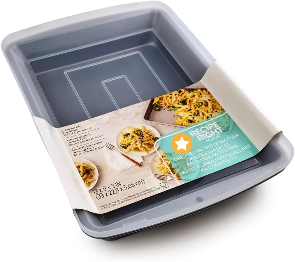 Nonstick Baking Pan by [Brand Name] - 9x13 Inch Covered Cake Pan for Brownies, Lasagna | Dishwasher & Freezer Safe