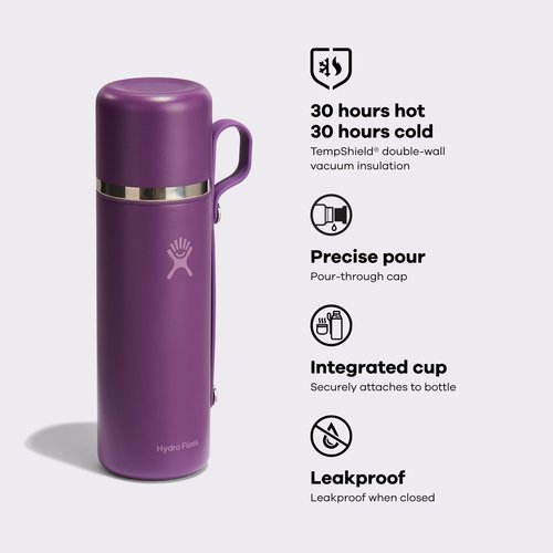 Hydro Flask Hot Flask & Cup – Insulated Stainless Steel, Hot Drink Travel Container for Coffee & Tea 28 Oz Agave Green