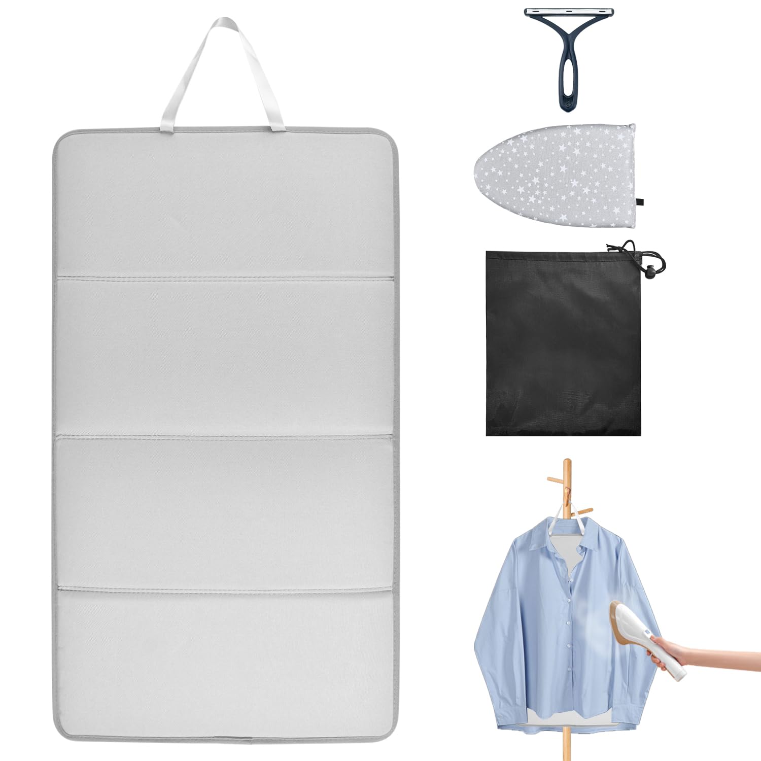 Steamer Board for Clothes with Ironing Glove, Stand for Steaming Clothes, Garment Steamer Pad Portable Ironing Board Included Lint Remover & Storage Bag for Suits Shirts Coats Portable Travel Home Use