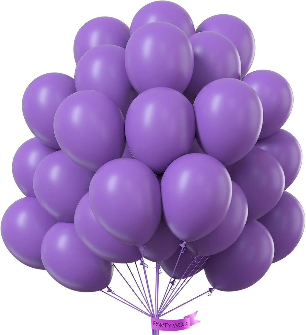 PartyWoo Purple Balloons - 101pcs 12-Inch Latex Balloons for Birthday & Wedding Decor