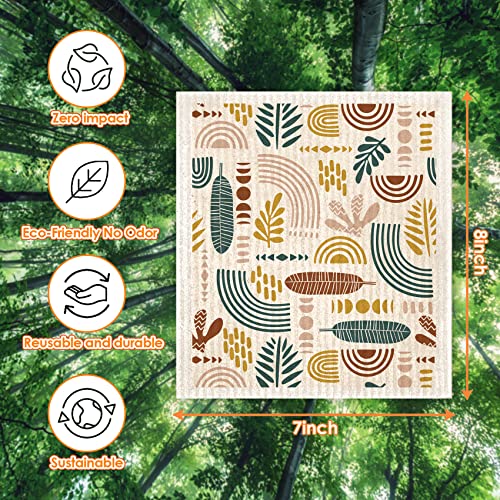 Morigins Leaves Swedish Dishcloths - 6 Pack Biodegradable Reusable Kitchen Towels