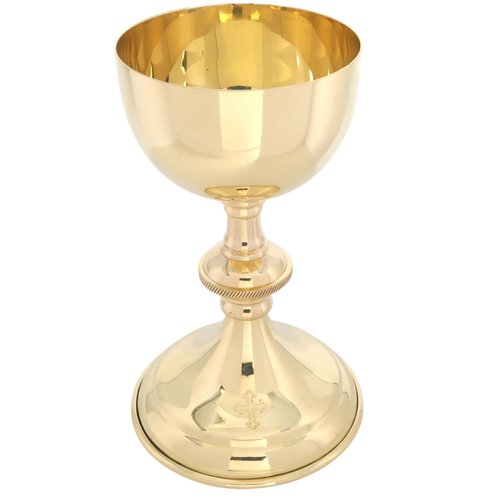 Needzo Brass Chalice, Goblet for Communion and Religious Ceremonies, Catholic Church Supplies, 6 Inches by 3.75 Inches