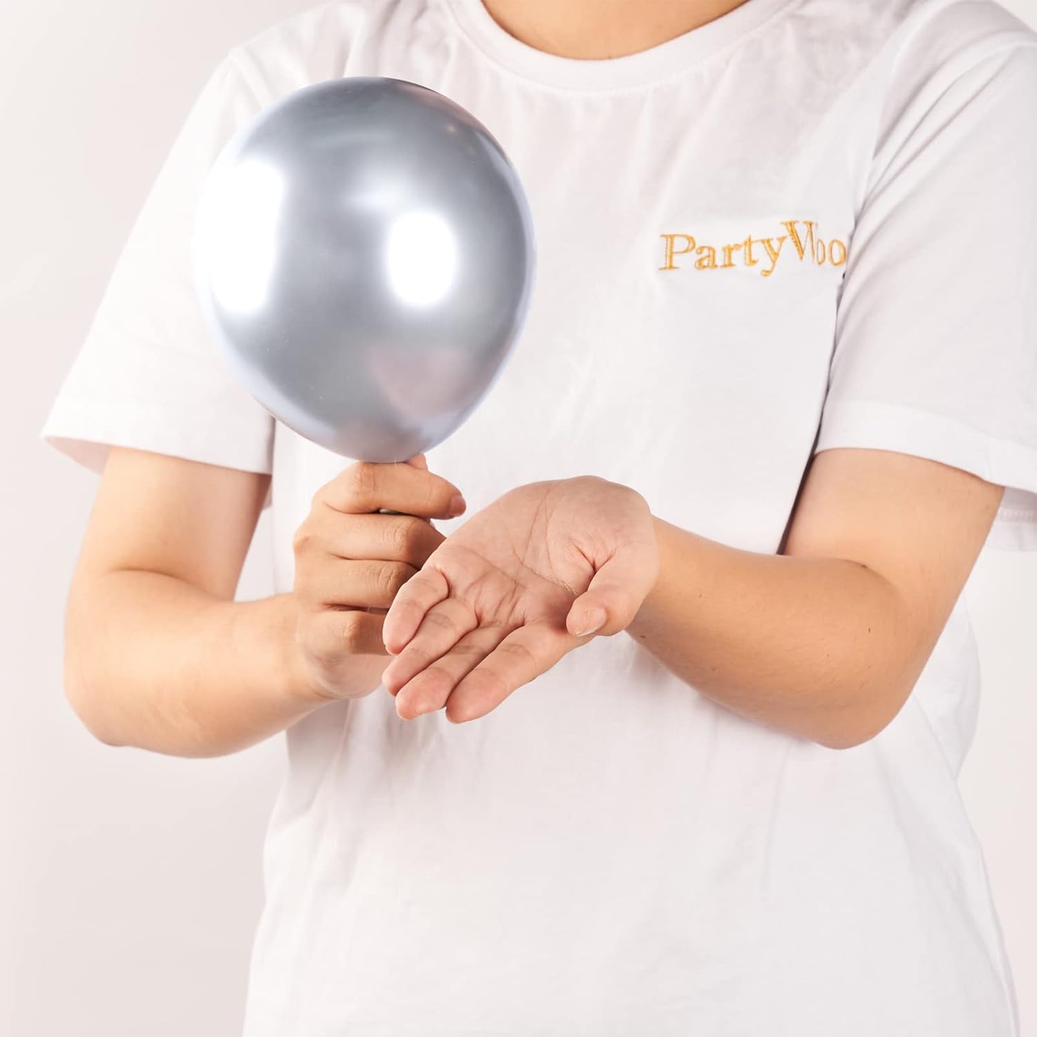 PartyWoo Silver Metallic Balloons - 50pcs 5-Inch for Stunning Birthday & Wedding Decor