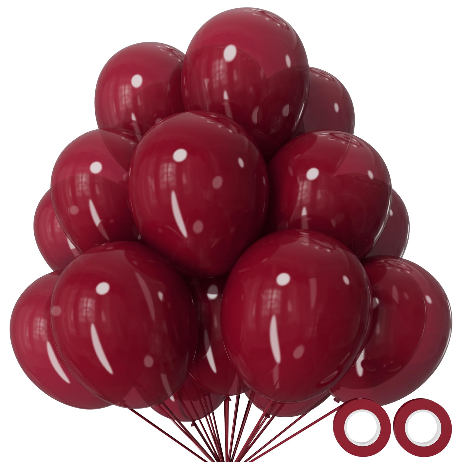 110pcs Burgundy Red Balloon 12 Inch, Burgundy Red Latex Balloons for Birthday Party Baby Shower Wedding(with 2 Ribbons).