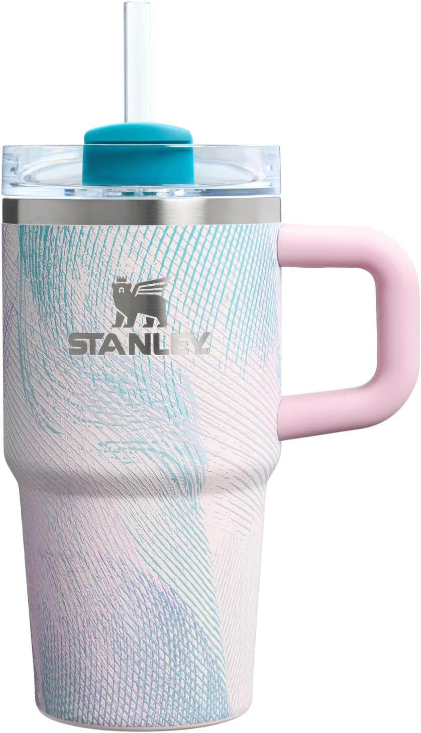 STANLEY Quencher H2.0 Tumbler - 20 oz Insulated Stainless Steel with Handle & Straw | BPA-Free Sea Glass Plume