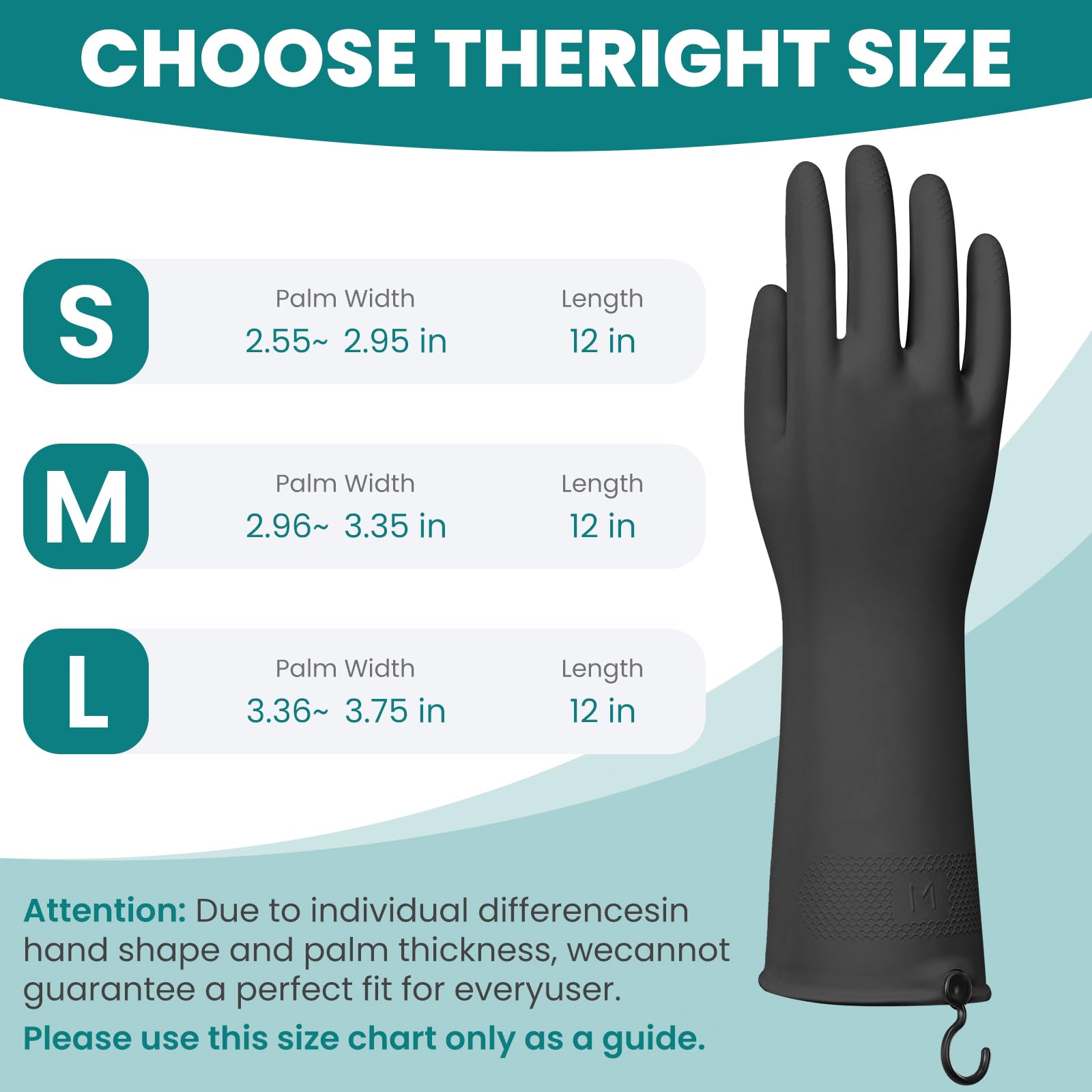 Petacffe 4 Pairs Rubber Dishwashing Gloves with Hanging Hooks - Reusable Cleaning Gloves for Kitchen & Household, Non-Slip, Durable and Flexible (Medium, 4 Colors: Black, Pink, Blue, Purple)