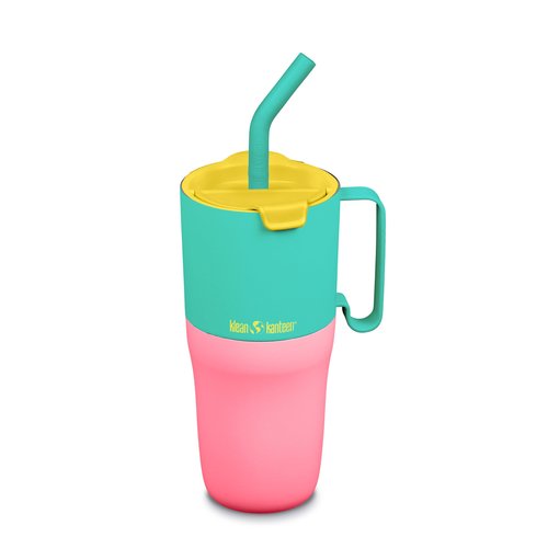 Klean Kanteen Rise Insulated Tumbler - Reusable Tumbler for Quick Hydration - Stainless Steel - Vacuum Insulation - Dishwasher-Safe - BPA-Free - Straw Lid - 26 oz - Turquoise Kaleidoscope