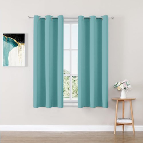 ChrisDowa Small Window Curtains - 40-Inch Grommet Thermal Insulated Room Darkening Panels | Aqua (2 Panels)