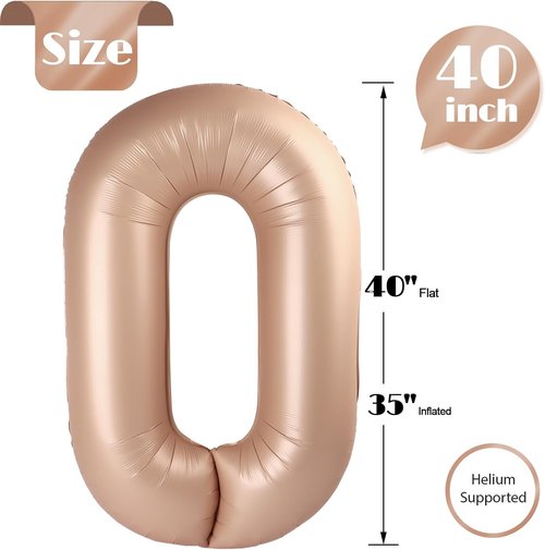 Light Brown Number Balloon - 40 Inch Tan 0 | Khaki Birthday Decorations & Party Supplies