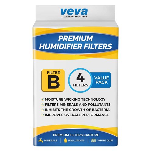 VEVA 4 Pack Premium Humidifier Filters Replacement for Holmes Filter B, HWF64, and Other Sunbeam Bionaire Cool Mist Humidifiers
