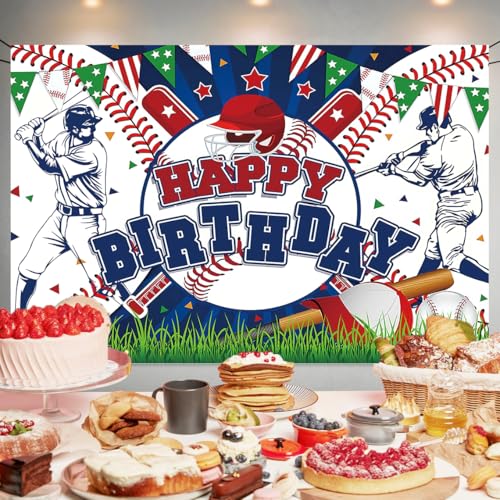 Baseball Birthday Party Backdrop - 70.8 x 47.2 Inch Banner for Boys