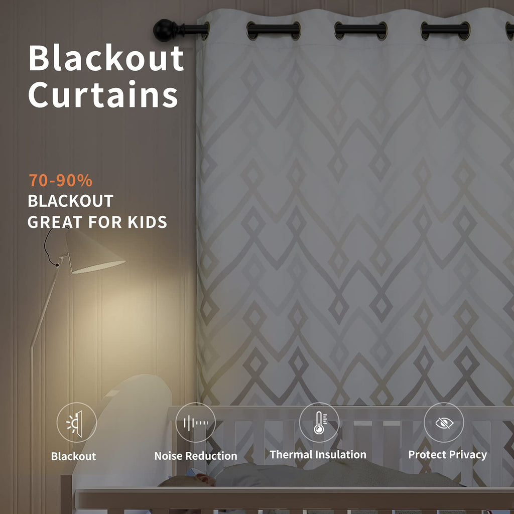 Easy-Going Printed Blackout Curtains for Bedroom, Gradient Line Color Noise Reduction Curtain Drapes, Light Blocking Thermal Insulated Grommet Curtain, 2 Panels, 52 x 96 in, Gray