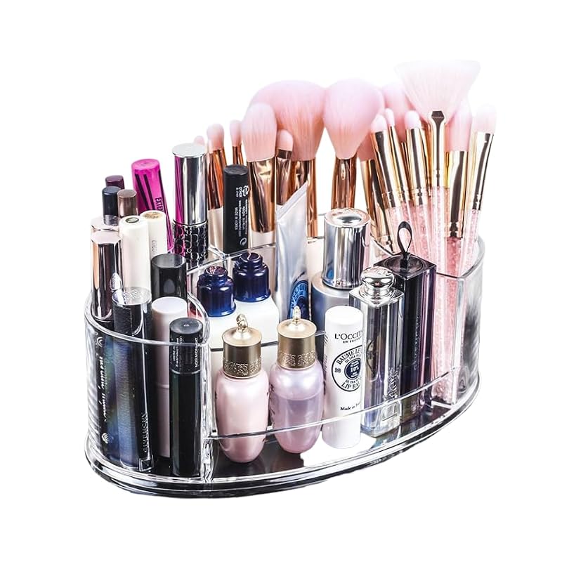Acrylic Makeup Organizer - 9" x 5" Space-Saving Cosmetic Holder