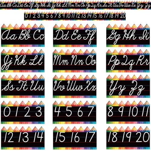 Cursive Alphabet Bulletin Board Set - 15 PCS Classroom Decor