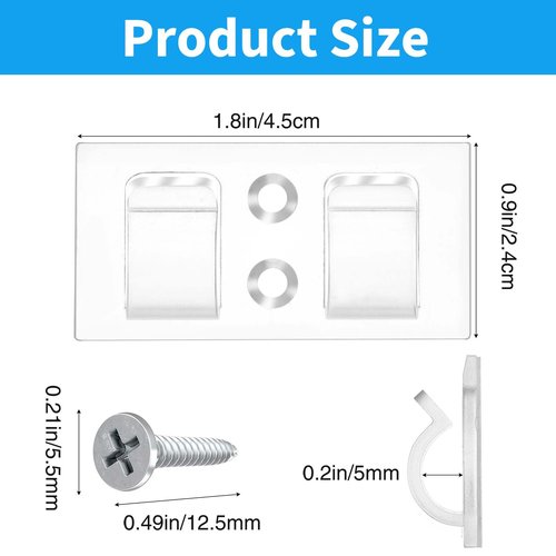 SWSEAM Hooks for Outdoor String Lights Clips: 102Pcs Heavy Duty Light Hook with Waterproof Adhesive Strips - Outside Clear Cord Holders for Hanging Christmas Lighting - Outdoors Sticky Clip (102)