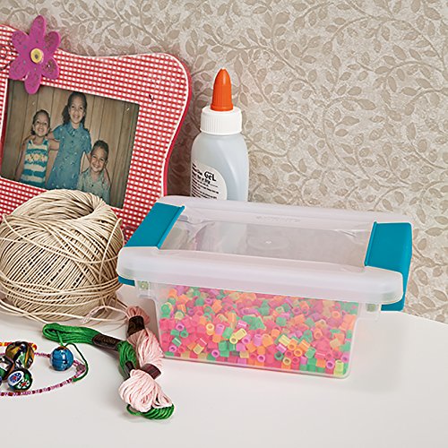Sterilite Mini Clip Box 6.6x5x2.8in with Blue Latches - Clear Storage