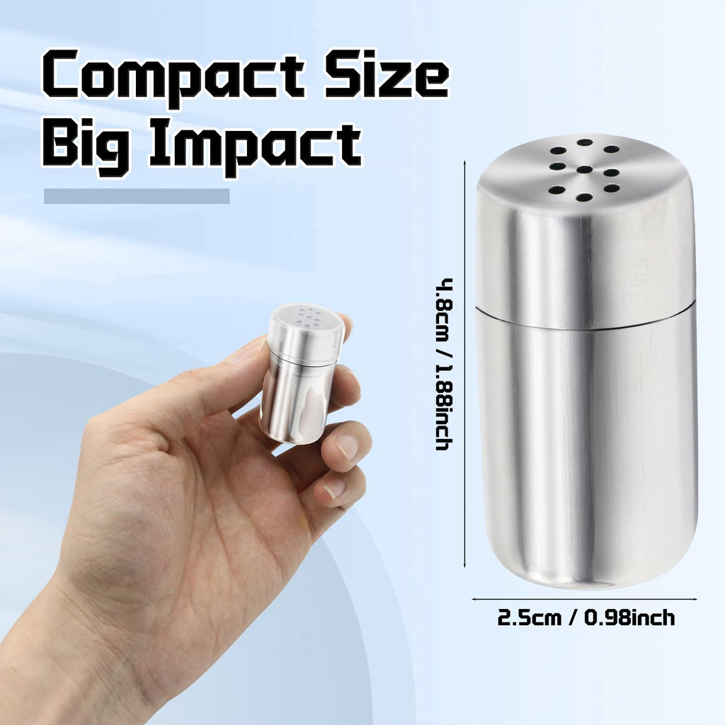 Stainless Steel Mini Salt and Pepper Shakers 4-Pack, Leak-Proof Travel Size Spice Containers, Airtight Moisture-Proof Seasoning Set for Camping, Lunch Box, Kitchen, Outdoor