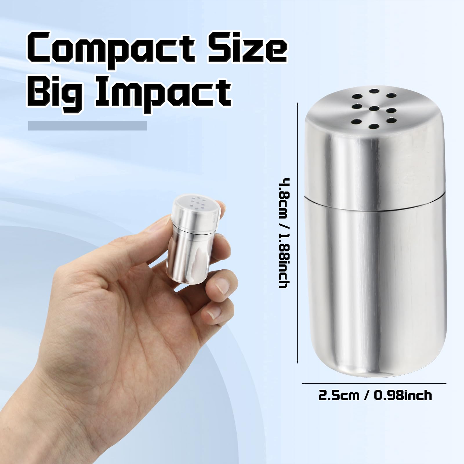 Stainless Steel Mini Salt and Pepper Shakers 4-Pack, Leak-Proof Travel Size Spice Containers, Airtight Moisture-Proof Seasoning Set for Camping, Lunch Box, Kitchen, Outdoor