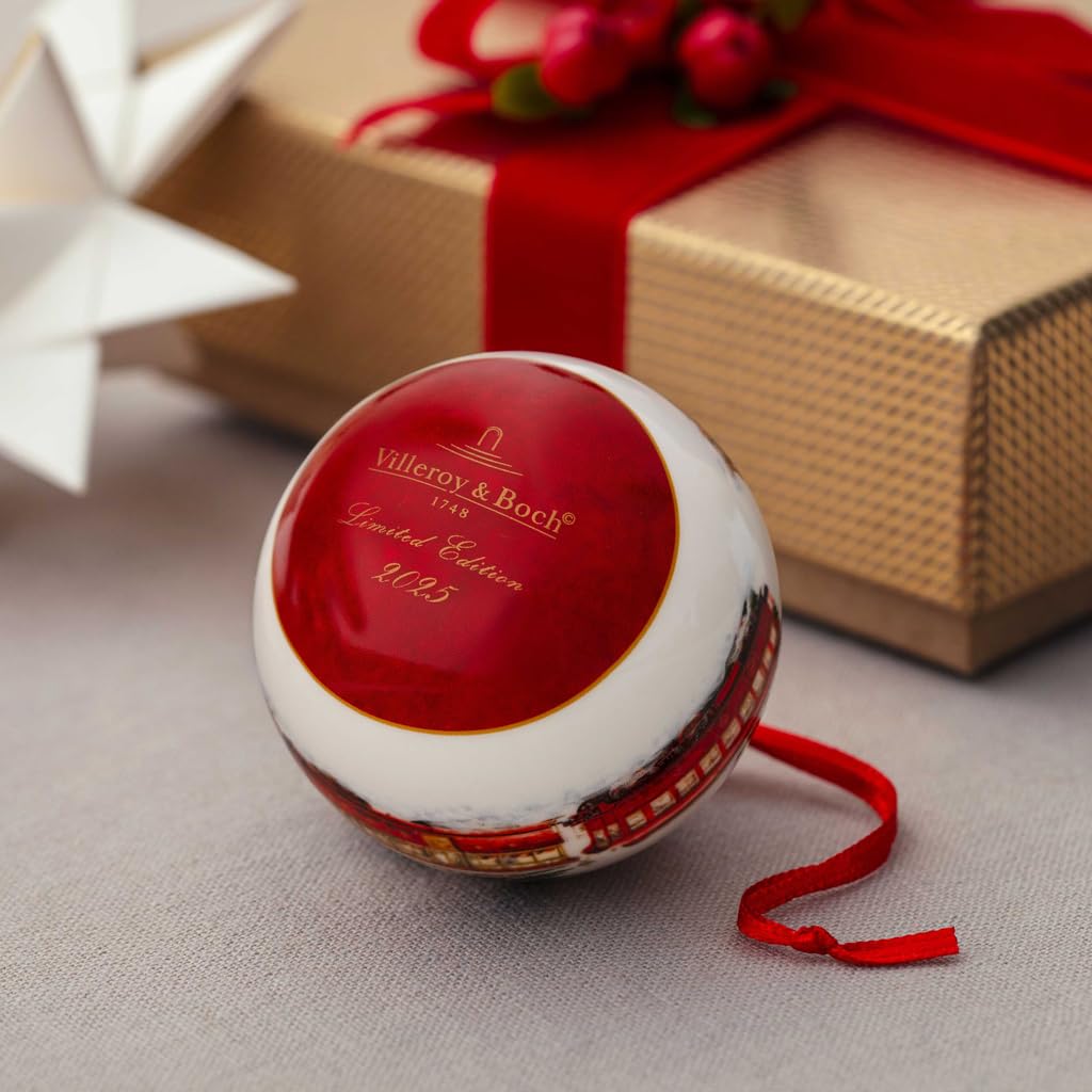 Villeroy & Boch Annual Christmas Edition Ball Ornament, Premium Porcelain, Limited Edition, Dated 2025 Ball Shaped Christmas Ornament