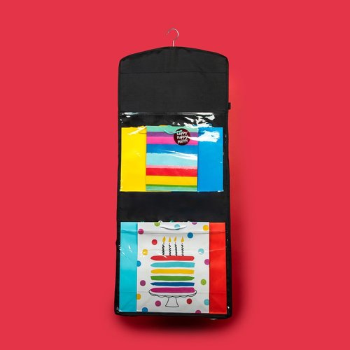 Joyful Moose Gift Bag Organizer - Christmas Wrapping Paper Storage Container | Black Color