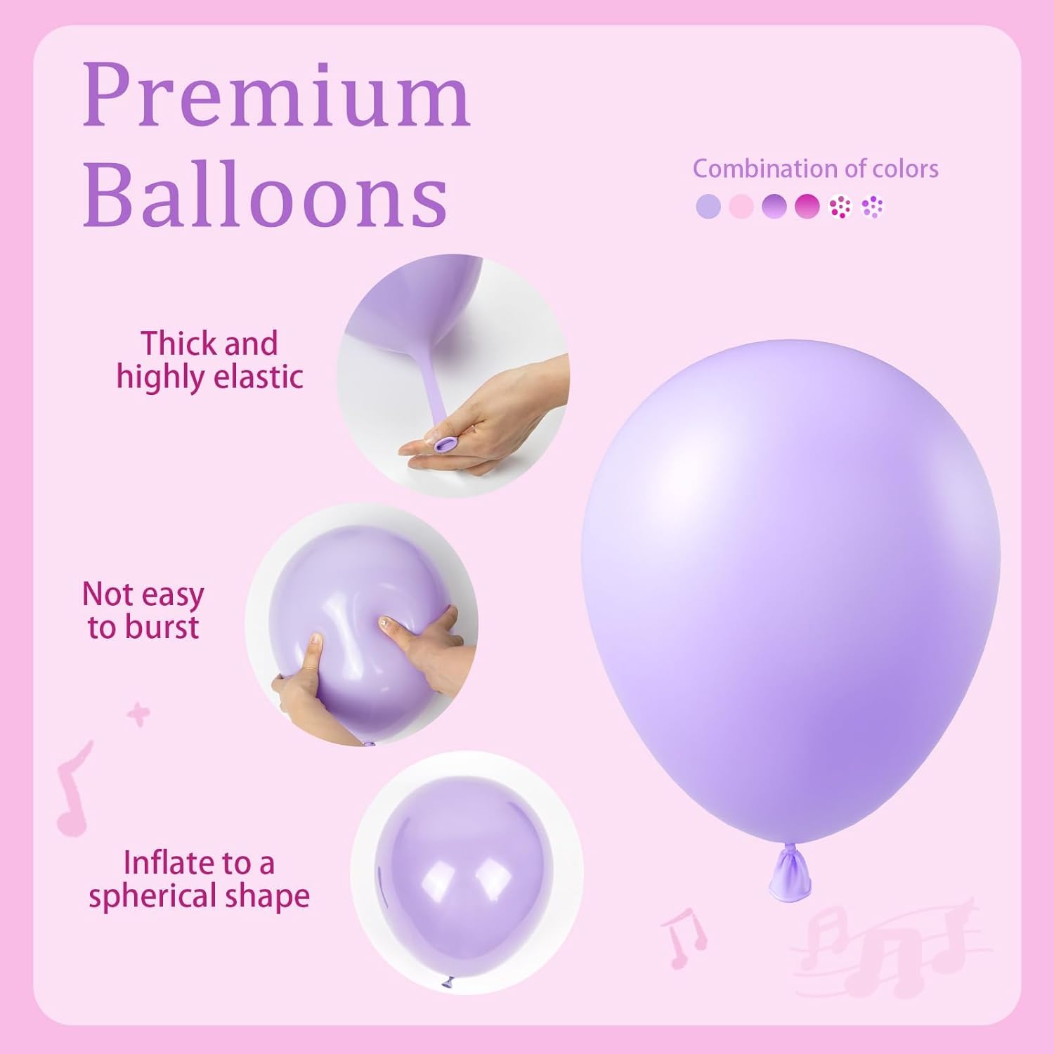 Skiennix 61-Piece Balloon Set - Pink & Purple Confetti Balloons for Bridal & Birthday Parties