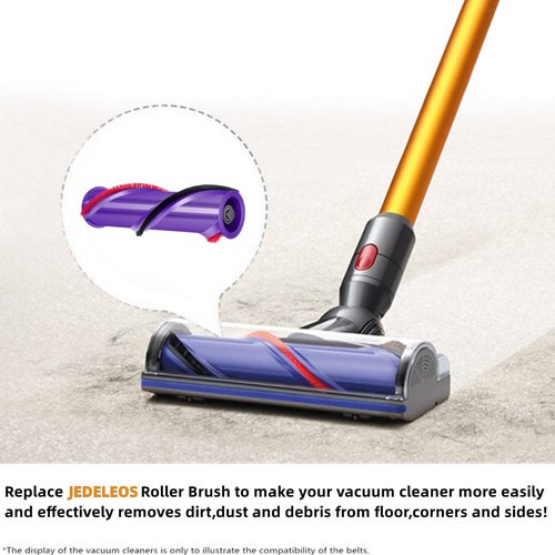 JEDELEOS Replacement Brush Roller for Dyson V8 Cordless Vacuum Cleaner, Brush Bar Assembly Compared to Part 967485-01 (4 Prong Drives & No Screw)